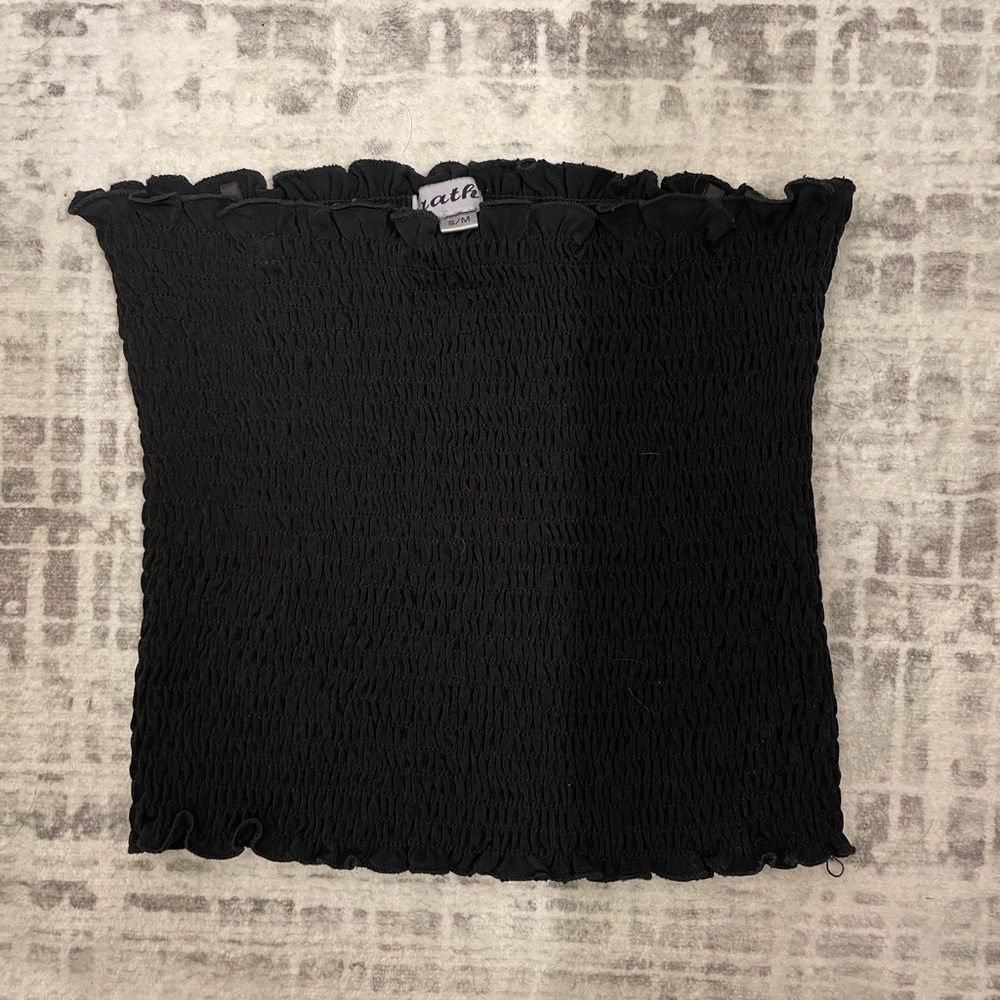 Black Smocked Tube Top